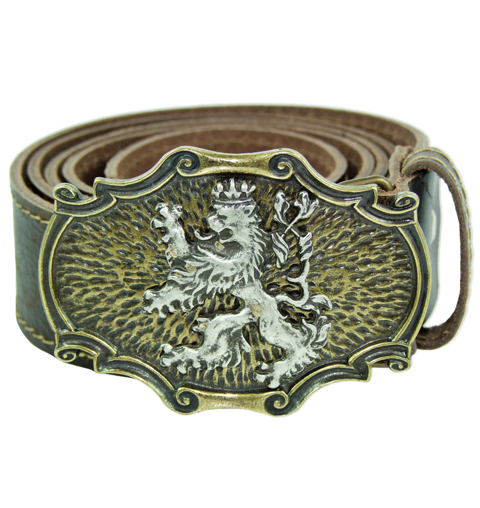 trachtenland-trachteng-rtel-mit-l-wen-zierschnalle-dunkelbraun-messing image 1