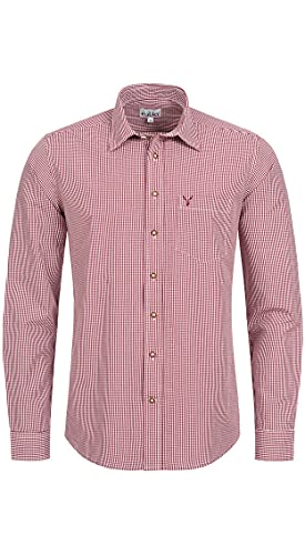 n-bler-trachtenhemd-herren-rudi-langarm-slim-fit-weinrot-bordeaux-kariert image 7