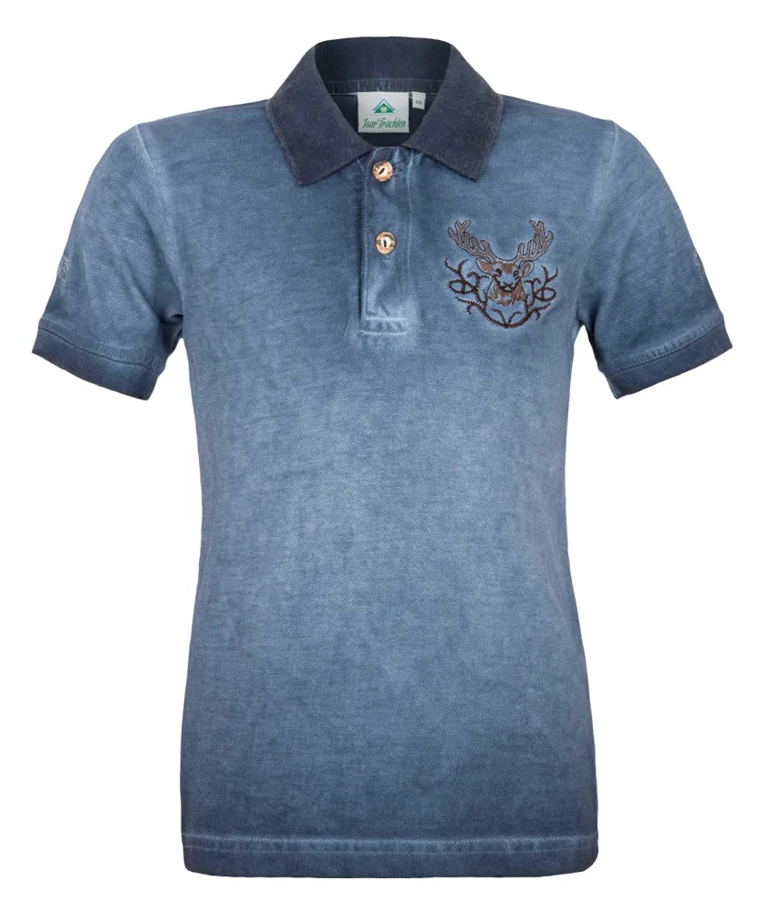 isar-trachten-kinder-poloshirt-kilian-used-look-jeansblau image 1