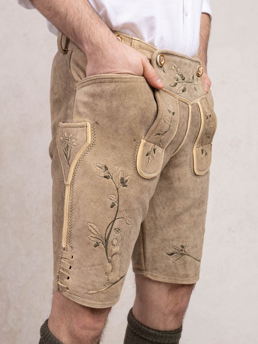 heimatgl-ck-lederhose-bavaria-hirsch-oliv-unikat-mit-stick image 4