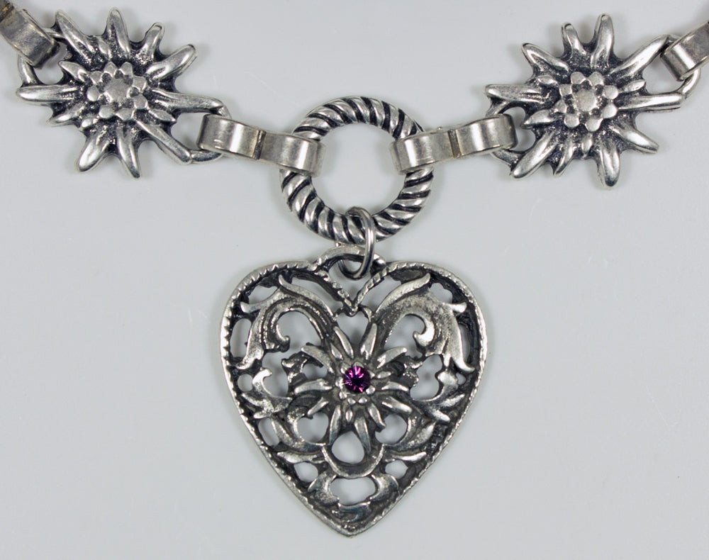 trachtenland-charivari-kette-herz-mit-edelweiss-pflaume image 4