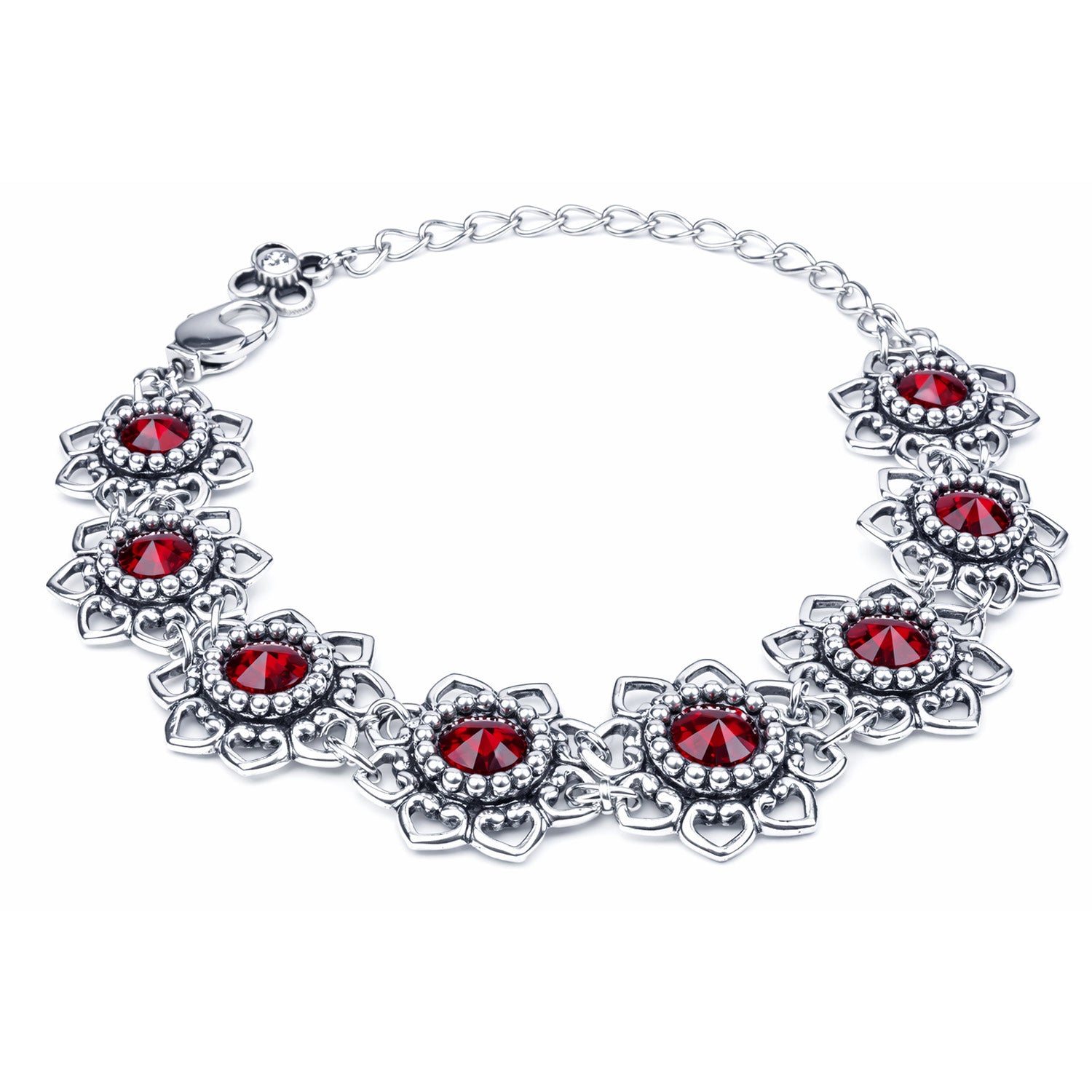 luisia-armband-leandra-mit-herzbl-ten-und-premium-kristallen-siam-dunkelrot image 2
