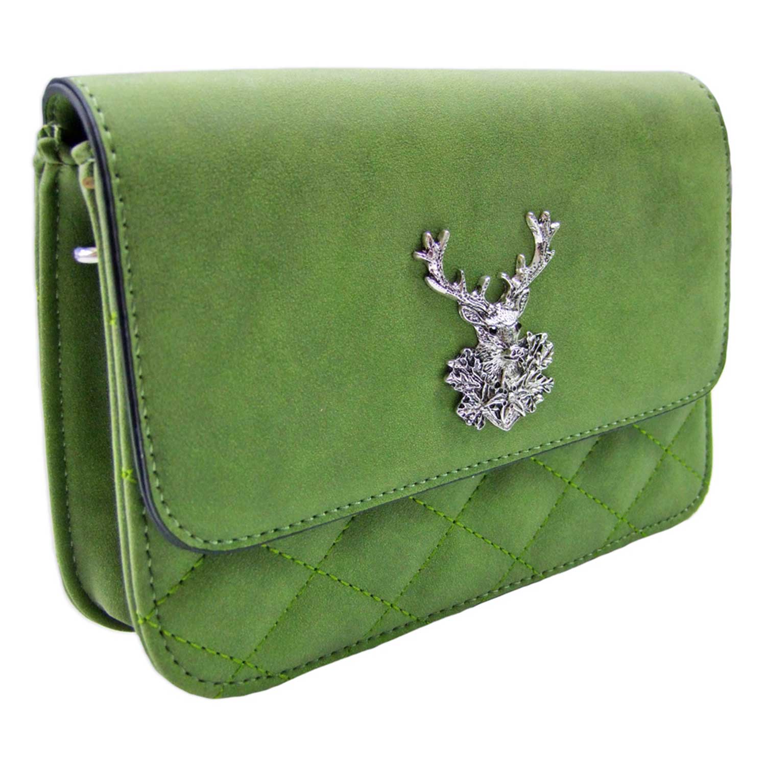 trachtenland-gesteppte-trachten-handtasche-anni-mit-hirsch-applikation-hellgr-n image 2