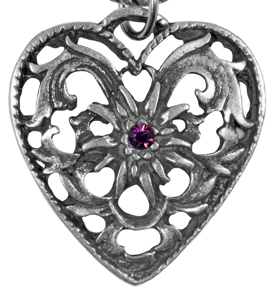 trachtenland-charivari-kette-herz-mit-edelweiss-pflaume image 2