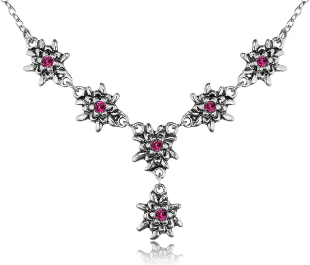 trachtenland-luisia-edelwei-collier-emilia-mit-premium-kristallen-fuchsia-pink image 1