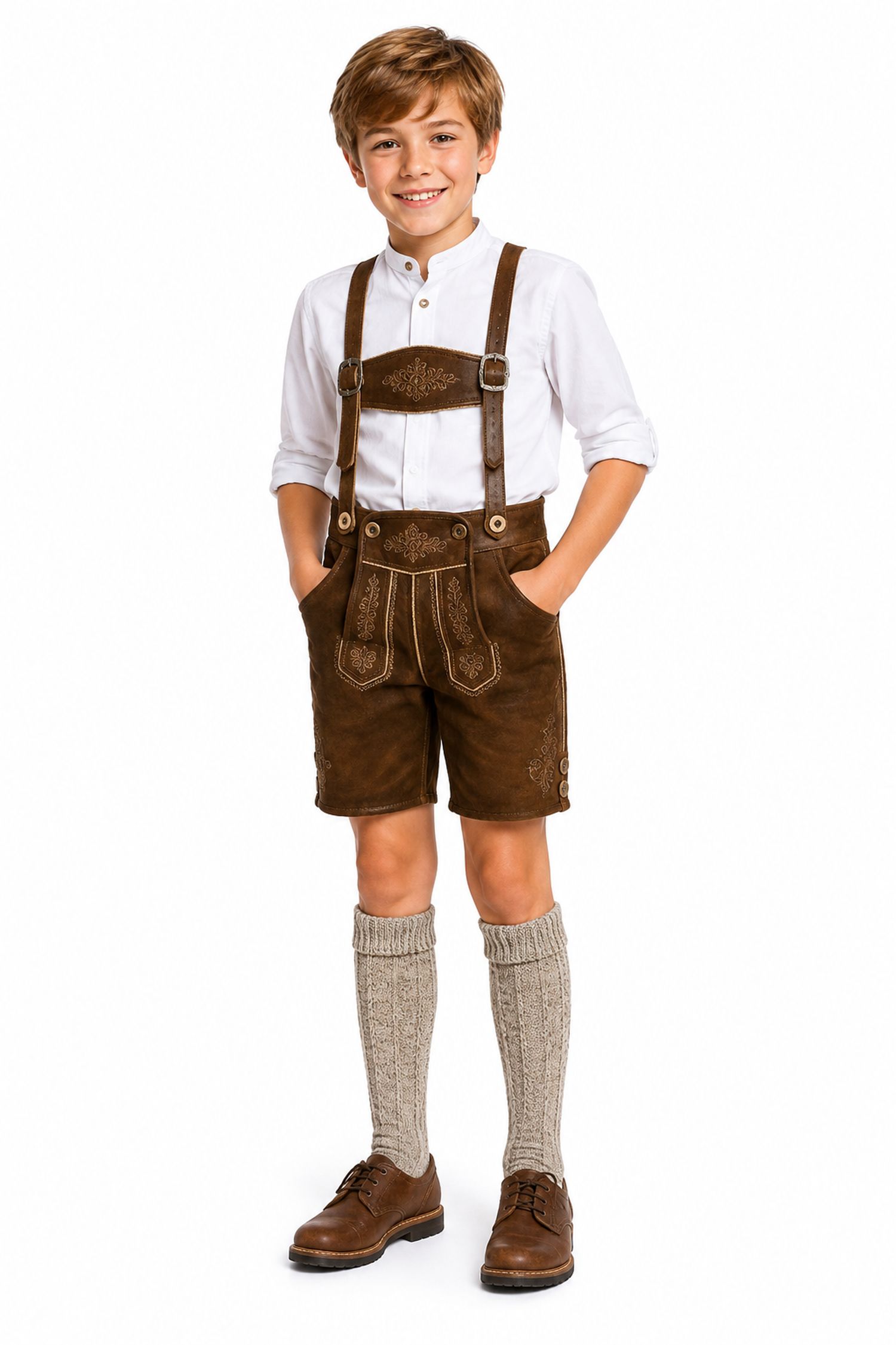 trachtenland-kinder-trachten-kniestr-mpfe-35360-braun-meliert-zur-lederhose image 2