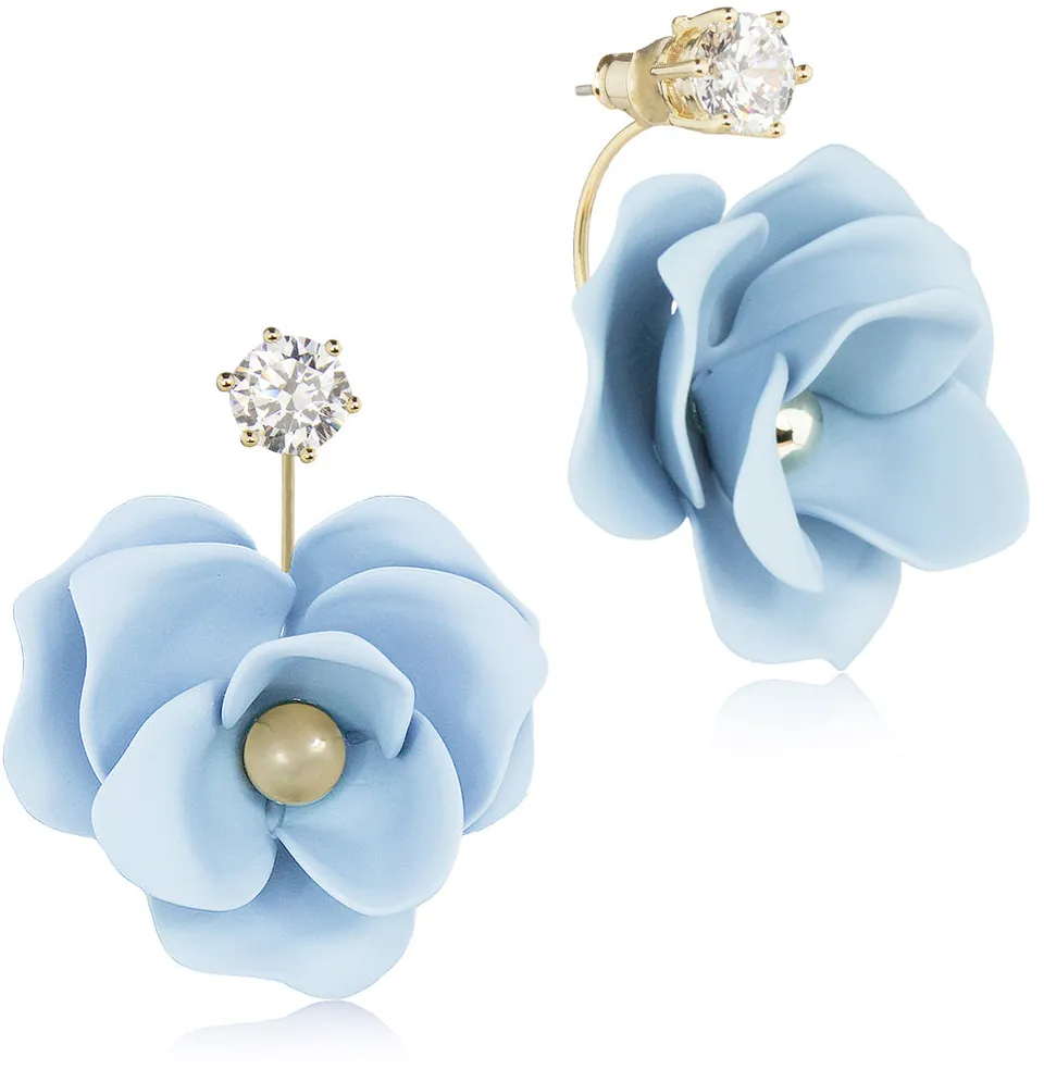 luisia-front-back-ohrringe-jarla-mit-blumen-16-karat-vergoldet-hellblau image 1
