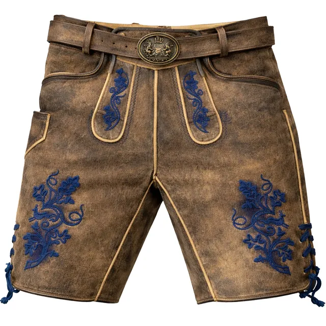 trachtenland-maddox-lederhose-utz-kurz-g-rtel-wildbock-er-blau image 1