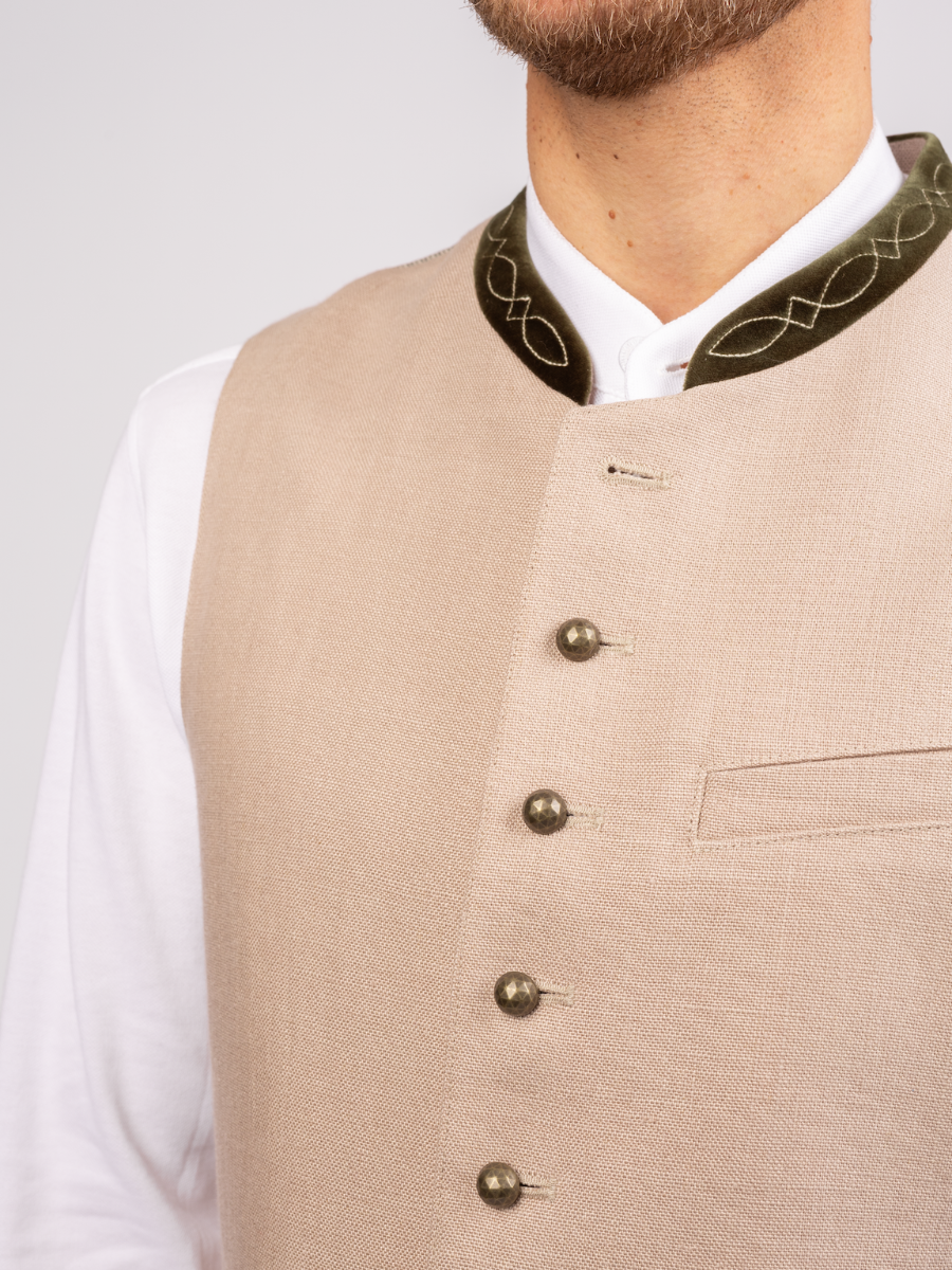 heimatgl-ck-weste-fridolin-herren-trachtenweste-beige-leinen-samtkragen image 3