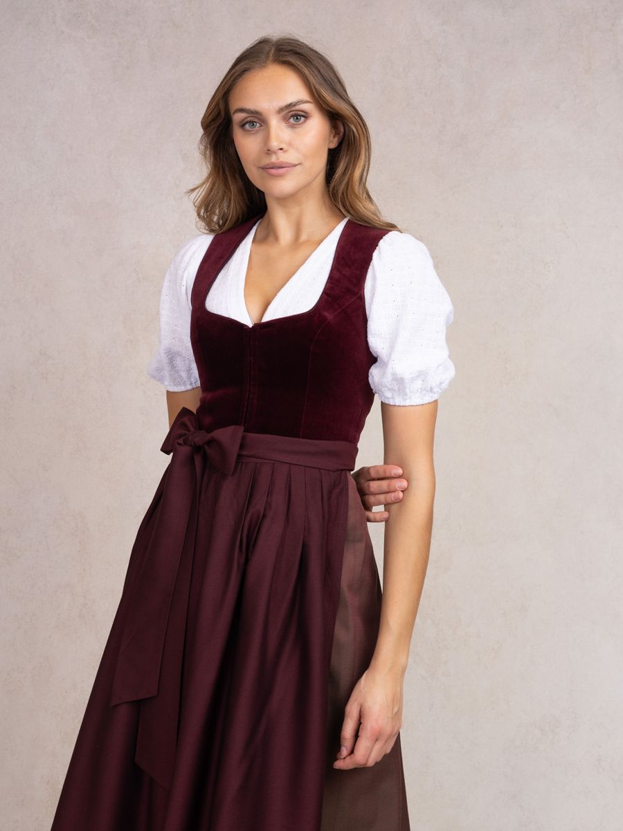 heimatgl-ck-dirndl-xenia-samtdirndl-weinrot-mit-2-sch-rzen image 2