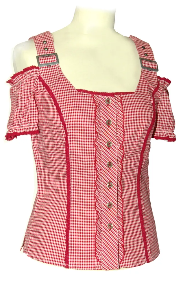 trachten-benkert-pfennig-damenbluse-rot-kariert image 1