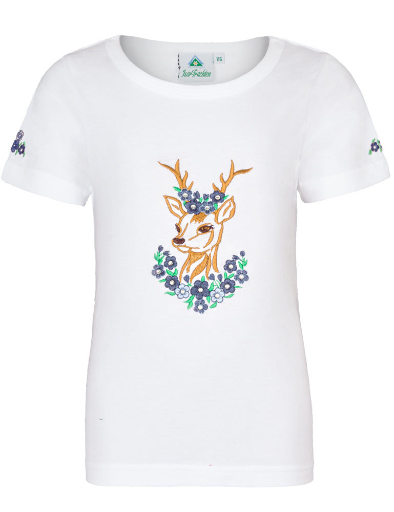 trachtenland-isar-trachten-m-dchen-t-shirt-reh-mit-stickerei-52765-wei-blau image 1
