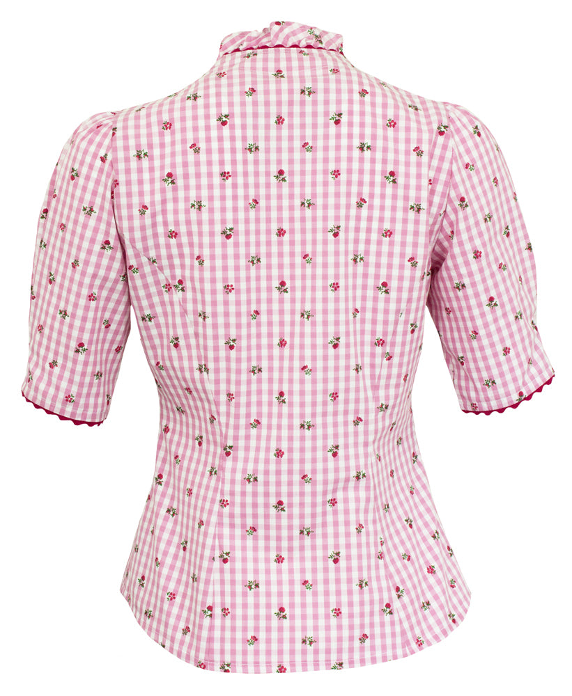 trachtenland-pierre-marcel-trachtenbluse-amelie-stehkragen-rosa-bl-mchen image 2