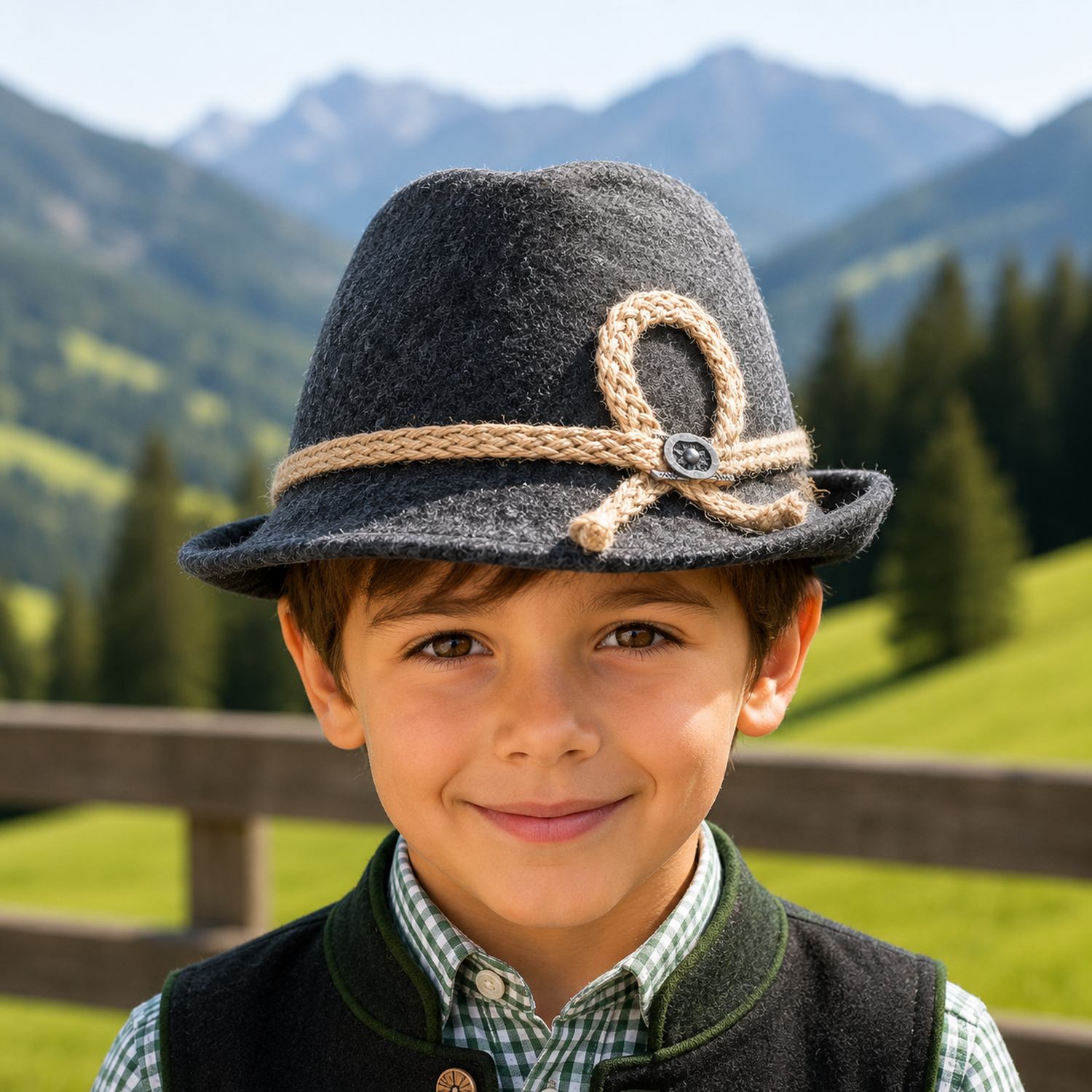 isar-trachten-kinder-trachtenhut-mit-kordel-60103-anthrazit image 3