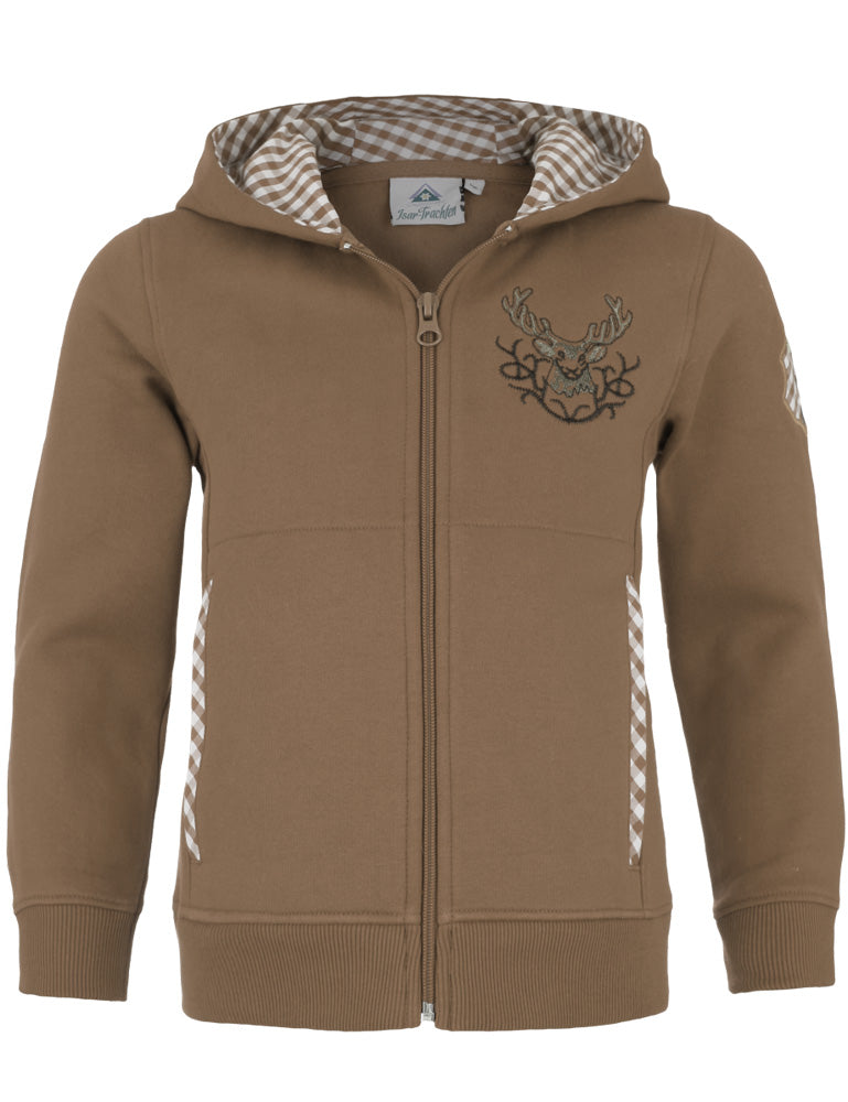 isar-trachten-kinder-kapuzenjacke-57301-sweat-berber-braun image 1