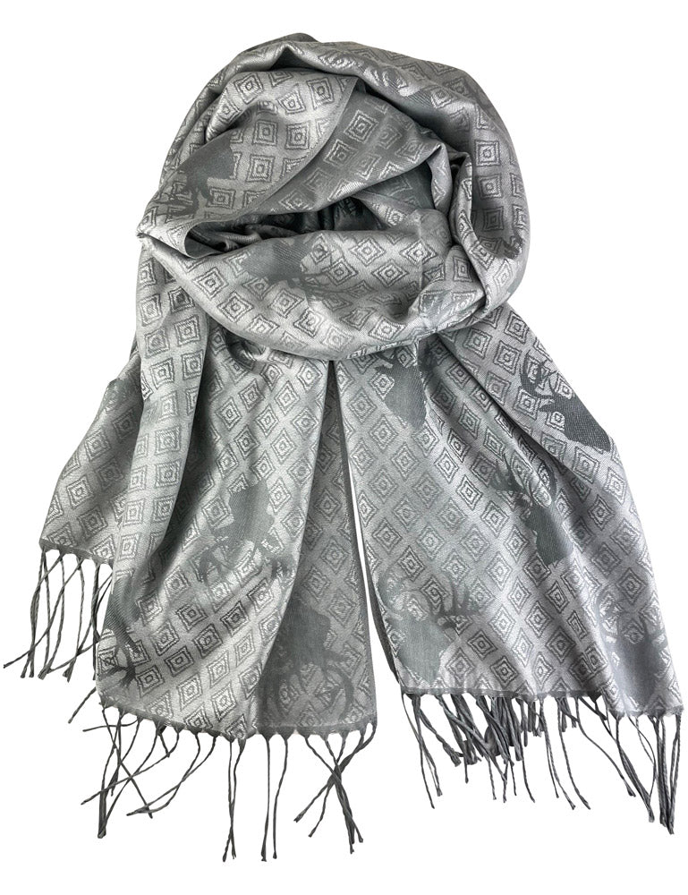 trachtenland-halstuch-schal-mit-hirschkopf-motiv-185-x-70-cm-silbergrau image 1