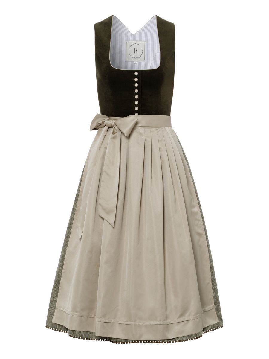 heimatgl-ck-dirndl-marie-samtdirndl-oliv-beige image 1