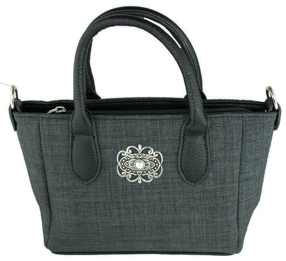 trachtenland-handtasche-katrina-mit-metallapplikation-umh-ngetasche-dunkelgrau image 1