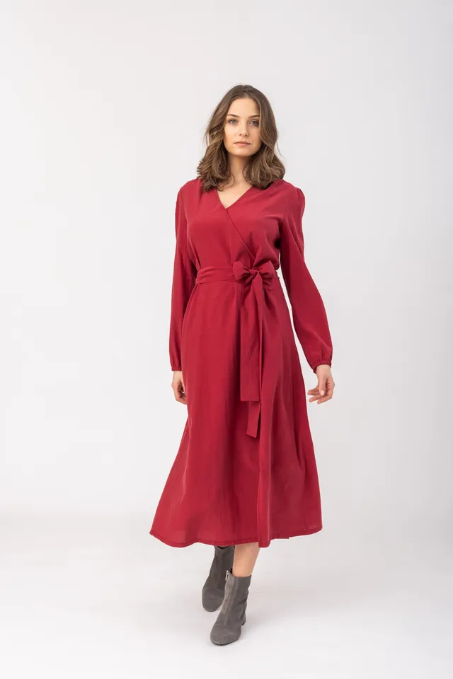 felicitas-damen-kleid-kari-wickeloptik-cupro-baumwolle image 1