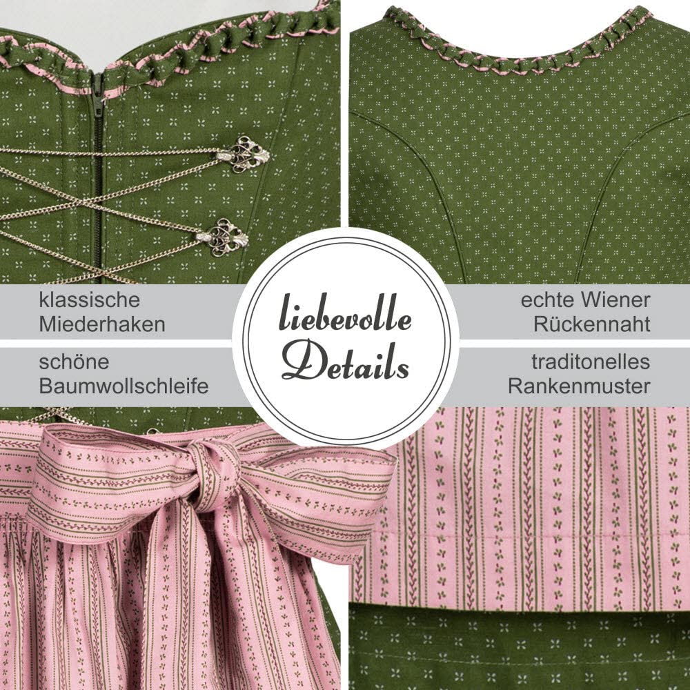 n-bler-thea-damen-dirndl-lang-2-teilig-90-cm-oliv-rosa-blumen image 3