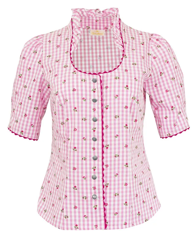trachtenland-pierre-marcel-trachtenbluse-amelie-stehkragen-rosa-bl-mchen image 1