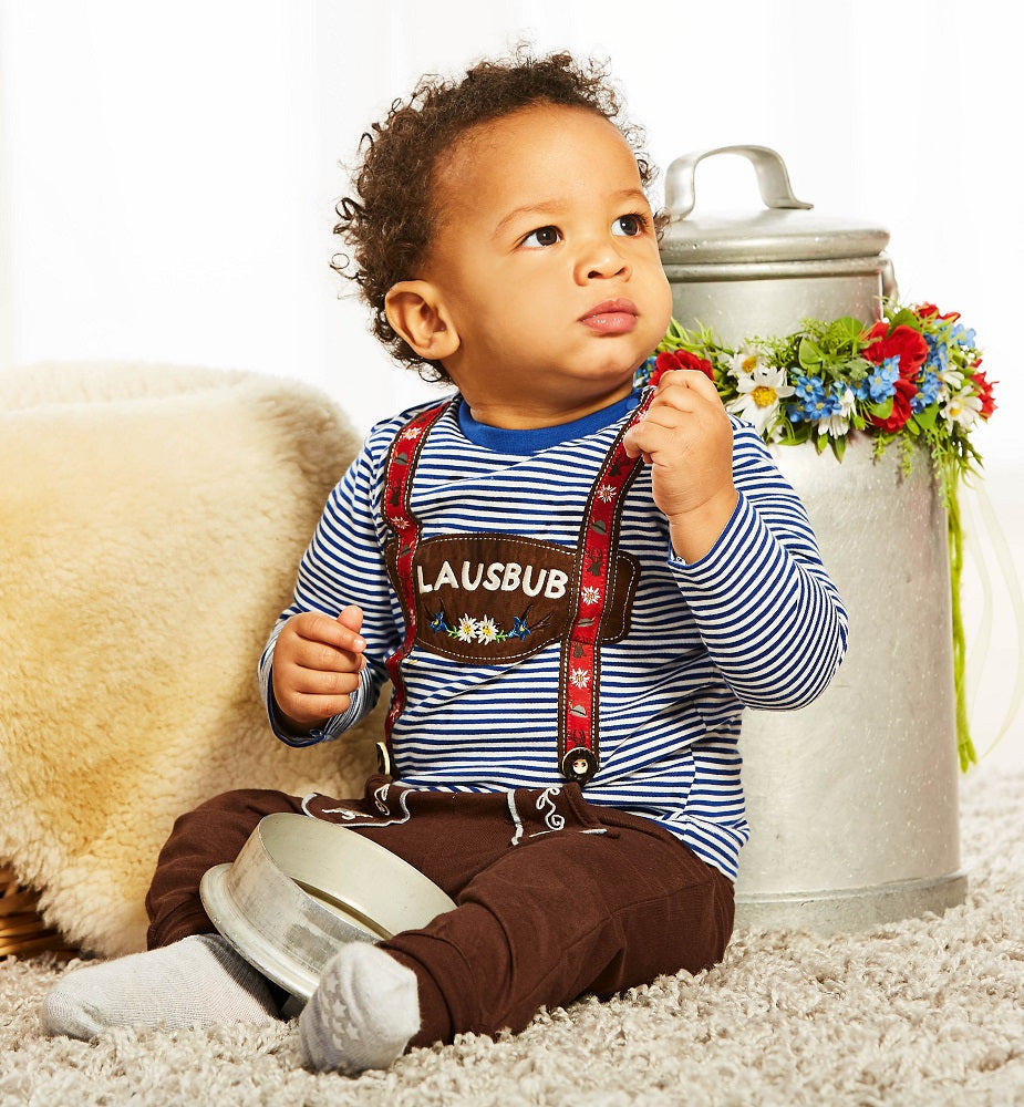 trachtenland-bondi-baby-kurzarm-body-lausbub-91636-gr-n-gestreift image 3