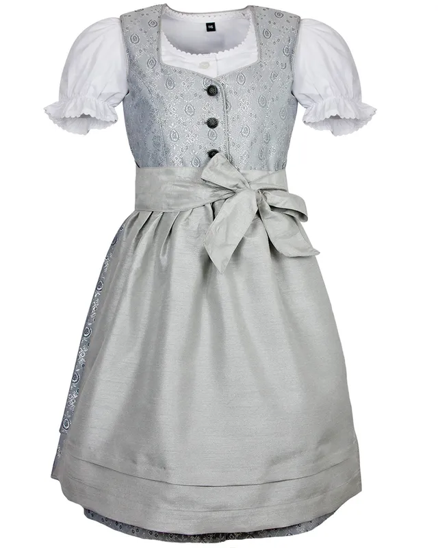 maddox-kinder-dirndl-gabriella-3-tlg-silber-glitzer-mit-bluse image 1
