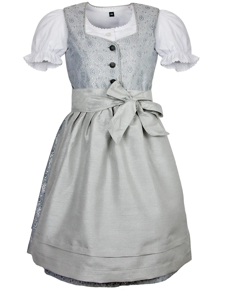 maddox-kinder-dirndl-gabriella-3-tlg-silber-glitzer-mit-bluse image 1