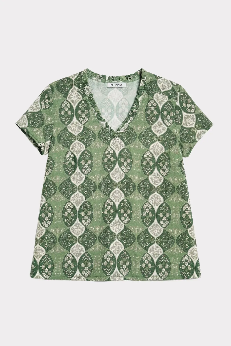 felicitas-damen-bluse-bernadette-kurzarm-bluse-mit-r-schen-v-ausschnitt image 1