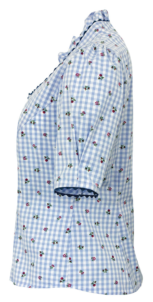 pierre-marcel-trachtenbluse-amelie-stehkragen-blau-mit-bl-mchen image 3