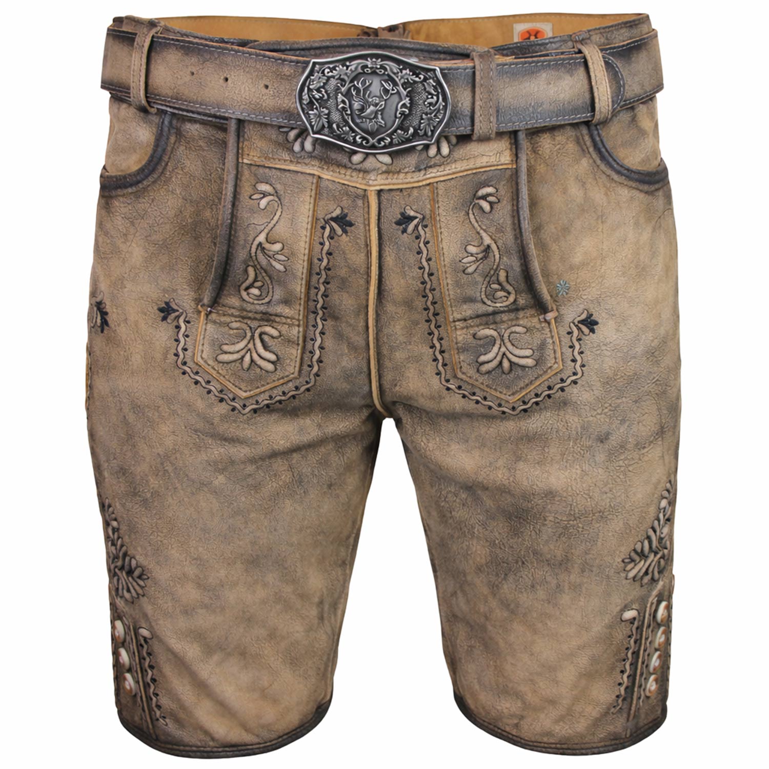 trachtenland-maddox-kurze-herren-lederhose-zugersee-mit-g-rtel-antik-r-zement image 1