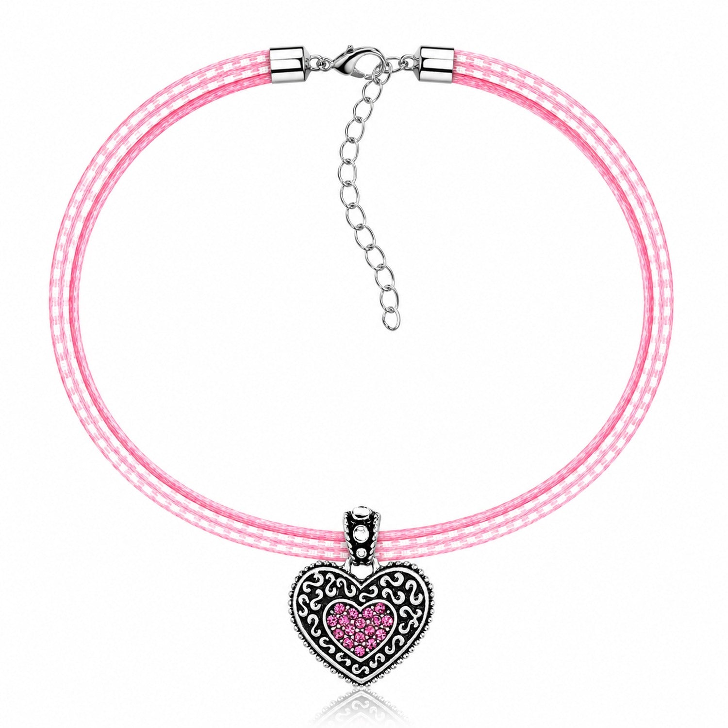 trachtenland-luisia-kinder-halskette-kariert-mit-herz-swarovski-rosa image 4
