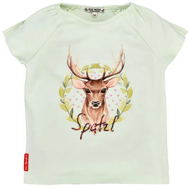 bondi-m-dchen-t-shirt-spatzl-mit-hirschprint-t-shirt-mint image 1