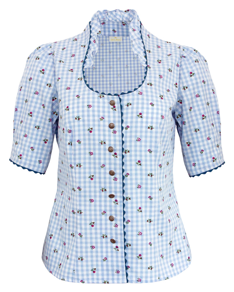 pierre-marcel-trachtenbluse-amelie-stehkragen-blau-mit-bl-mchen image 1