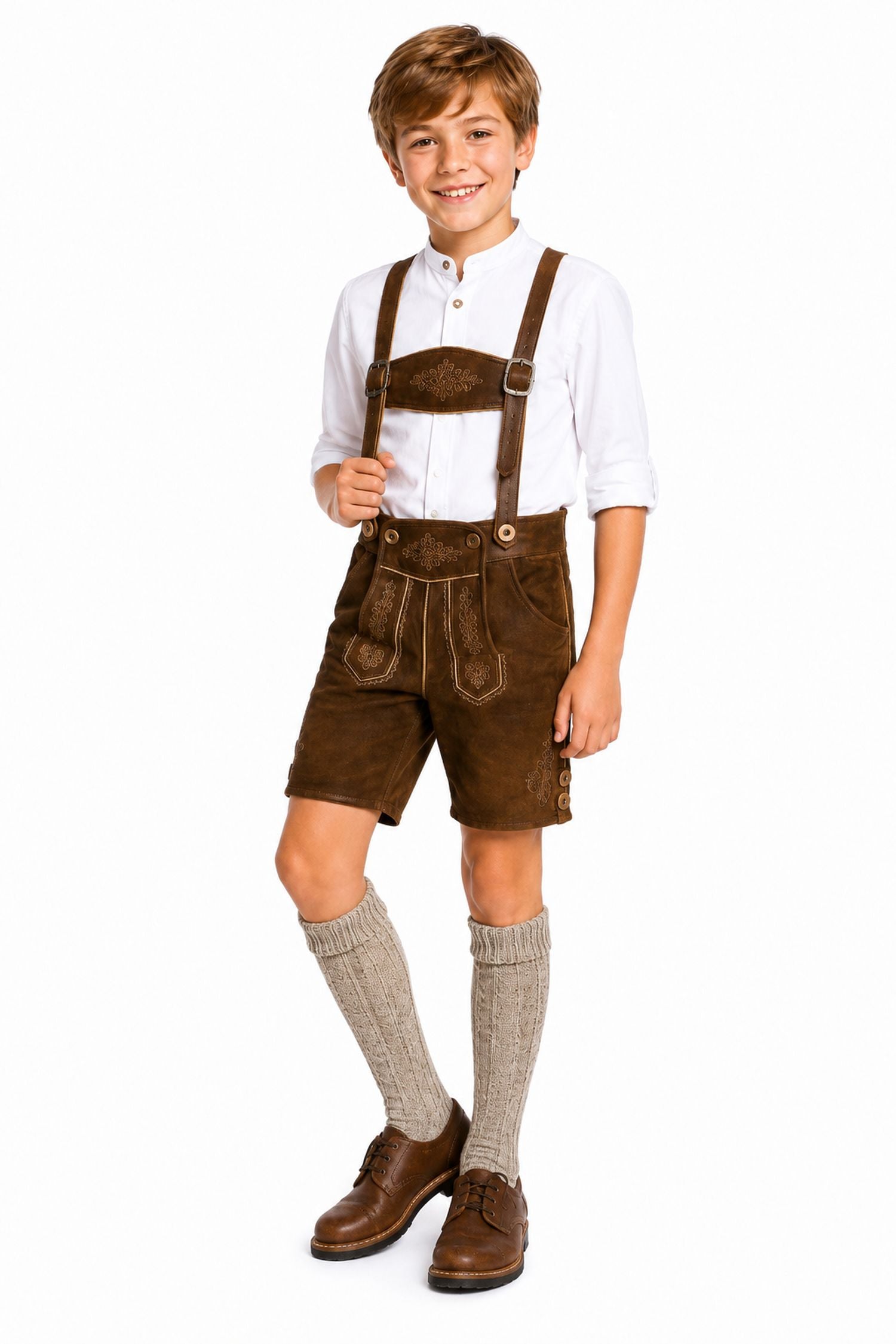 trachtenland-kinder-trachten-kniestr-mpfe-35360-braun-meliert-zur-lederhose image 3