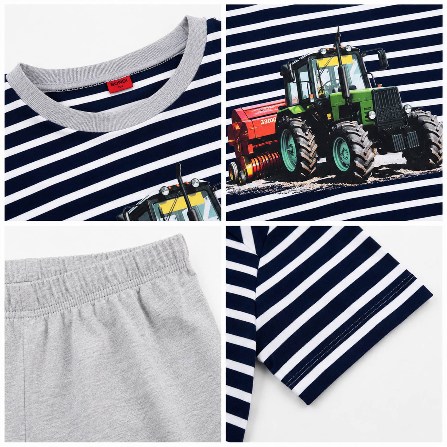 trachtenland-bondi-jungen-shorty-pyjama-traktor-33157-stripe-navy-white image 5