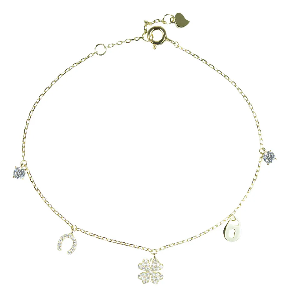 trachtenland-luisia-vergoldetes-damen-armband-mit-gl-cksbringern-925-silber-zirk image 1