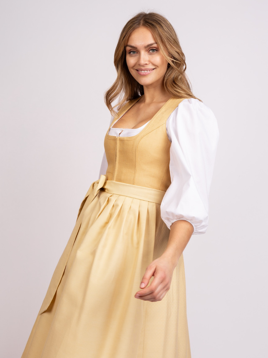 heimatgl-ck-dirndl-eva-gelb-leinendirndl-mit-bommelborte image 2
