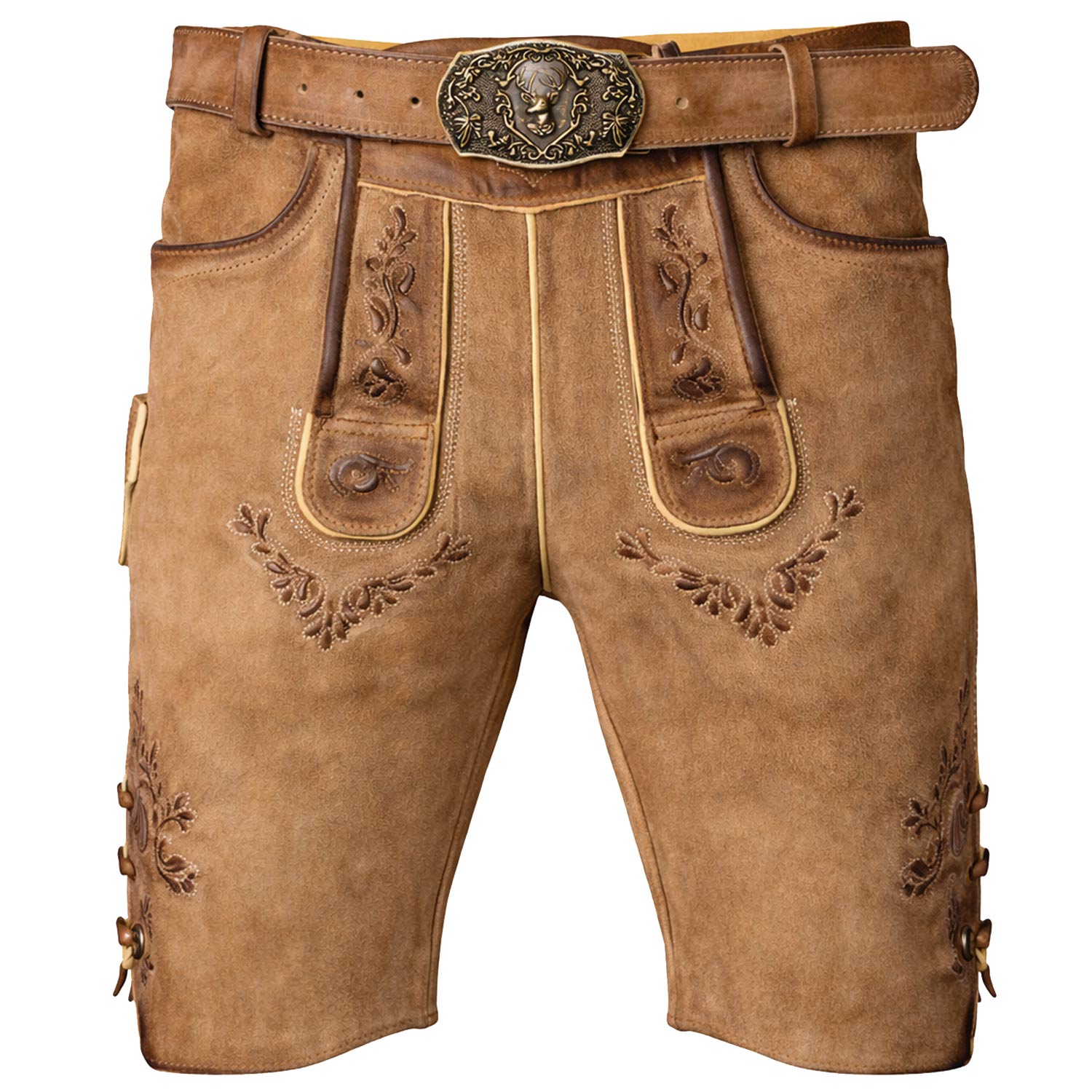 trachtenland-maddox-kurze-herren-lederhose-hopfensee-mit-g-rtel-antik-creme image 1