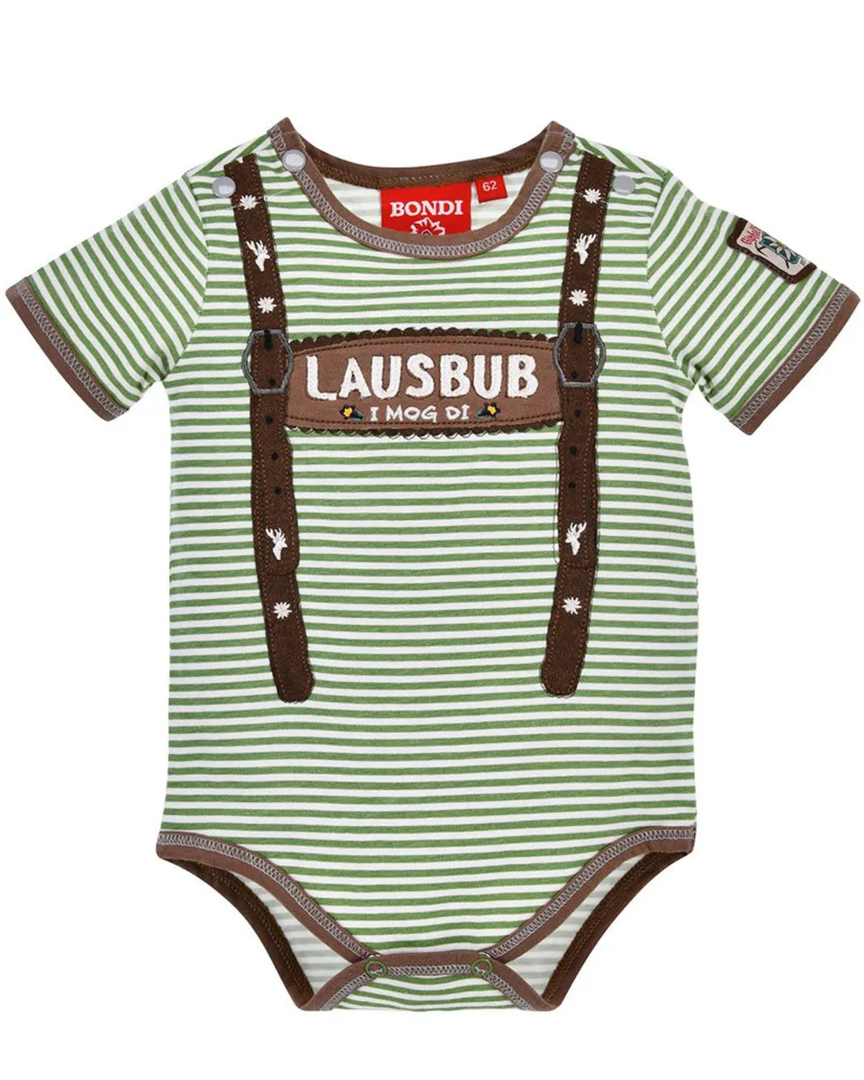 trachtenland-bondi-baby-kurzarm-body-lausbub-91636-gr-n-gestreift image 1