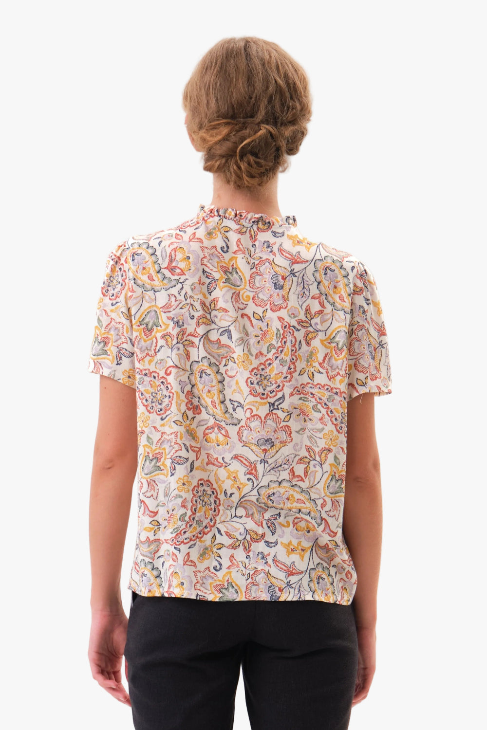 felicitas-banu-damen-bluse-viskose-print-stehkragen-kurzarm image 2