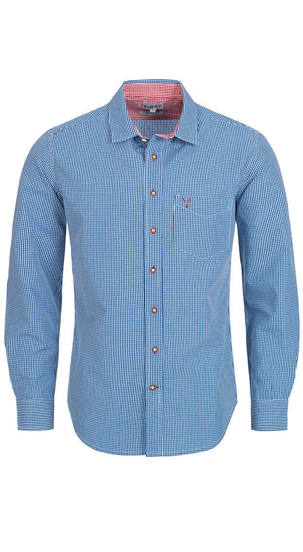 n-bler-trachtenhemd-ralf-herren-blau-kariert-slim-fit-langarm image 1
