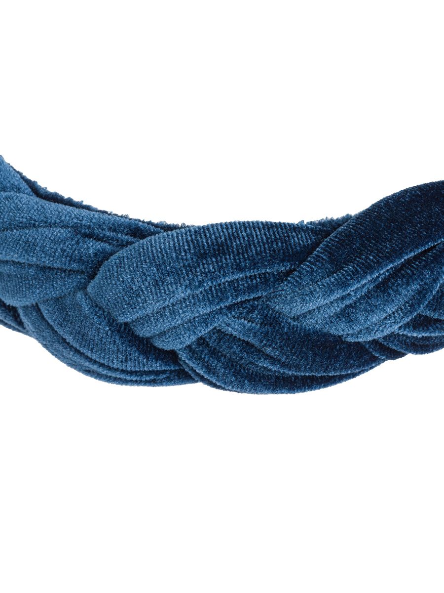 heimatgl-ck-geflochtener-haarreif-damen-samt-mittelblau-3-5-cm image 2