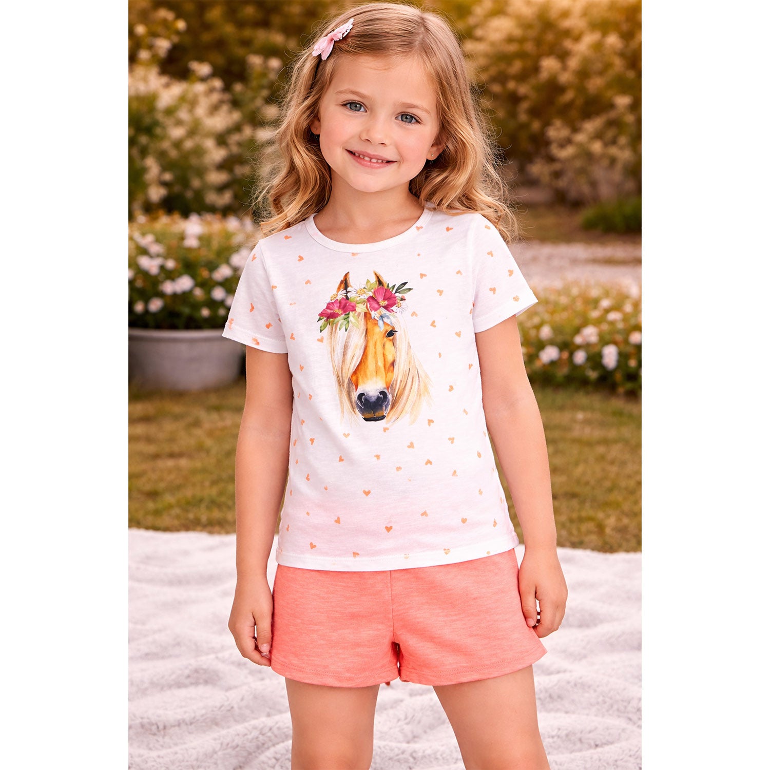 bondi-shorty-schlafanzug-pferde-motiv-36230-wei-apricot image 3