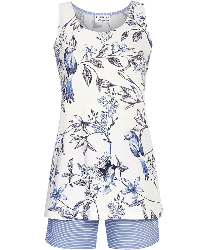 ringella-damen-rmelloser-pyjama-flowers-and-birds-4261316-dark-navy image 1