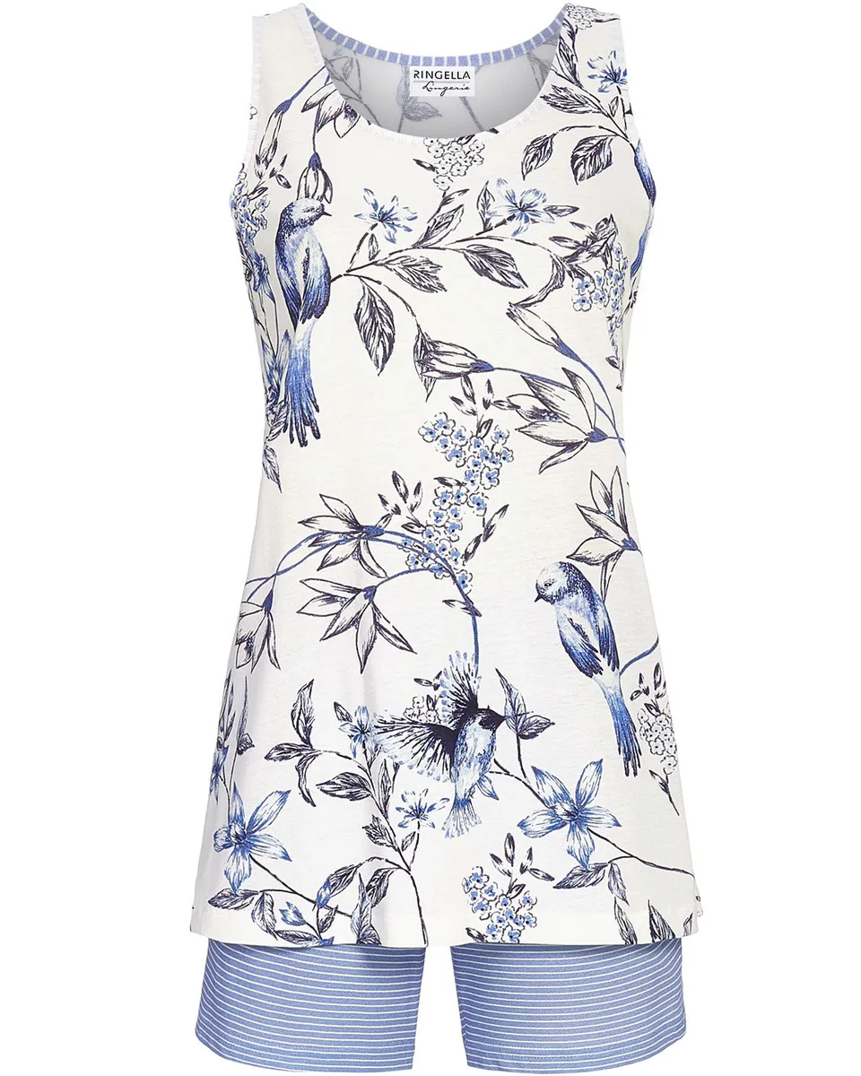ringella-damen-rmelloser-pyjama-flowers-and-birds-4261316-dark-navy image 1