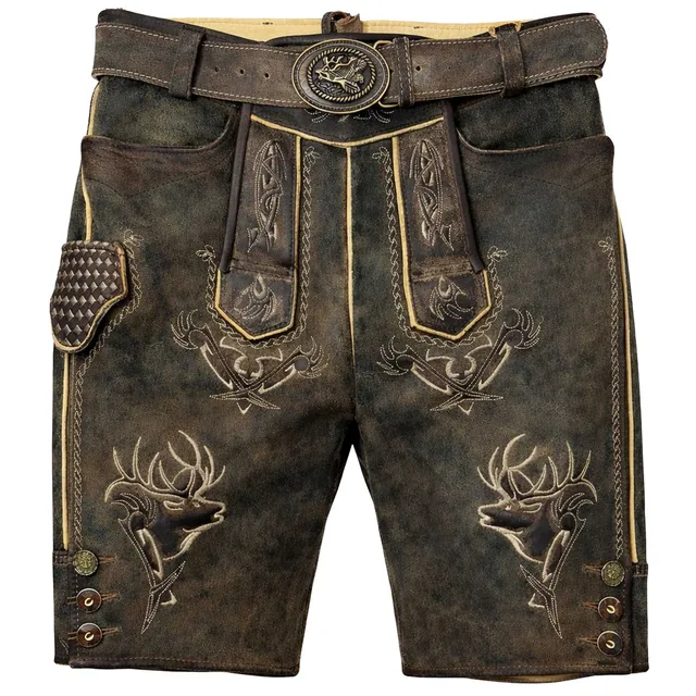 trachtenland-maddox-kurze-lederhose-urgsee-mit-hirschstickerei-antik-coffee image 1