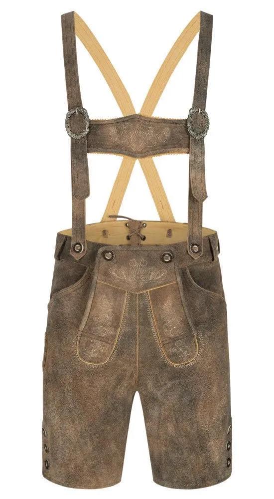n-bler-bertl-herren-lederhose-kurz-kalbsleder-torf-braun image 1