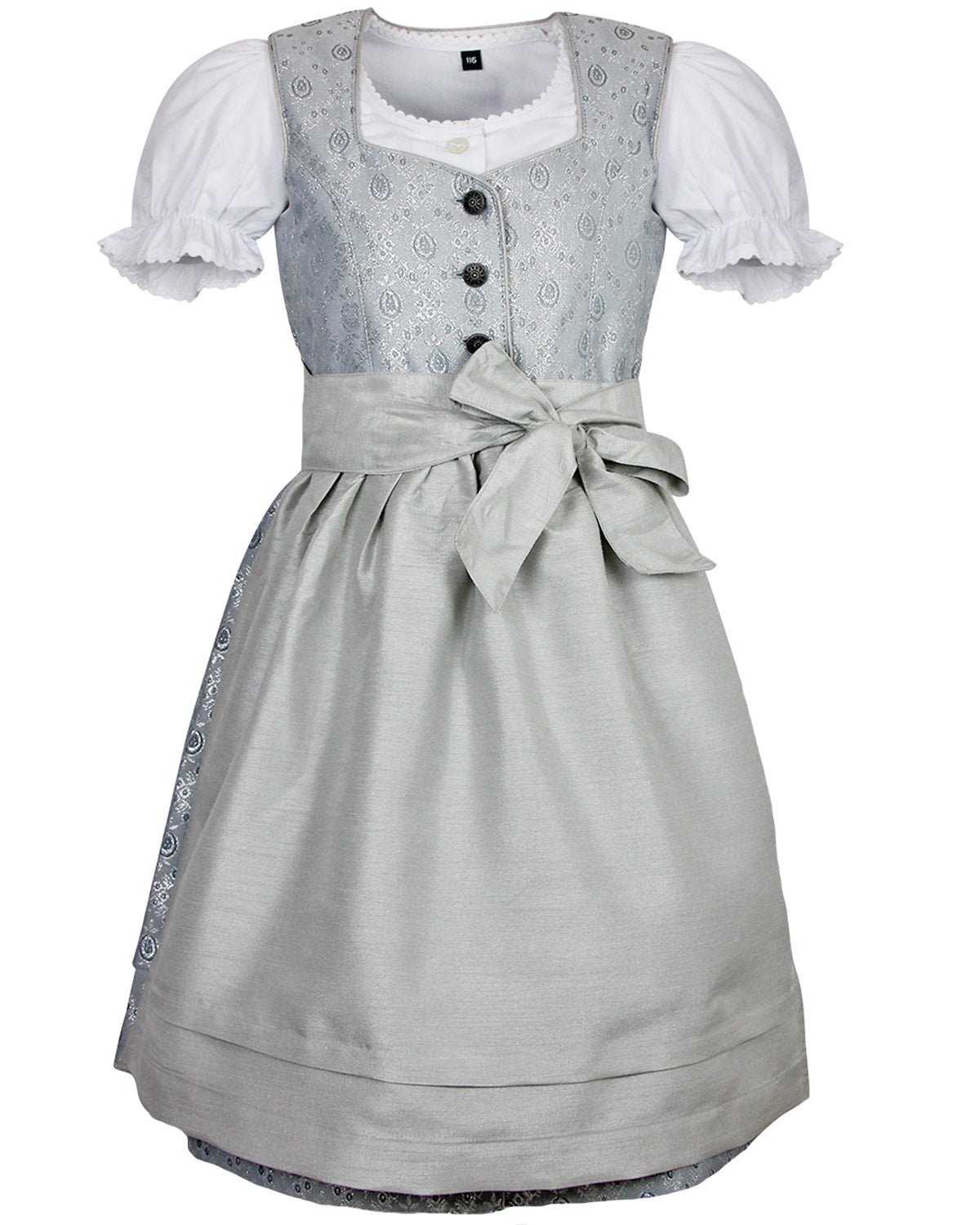 maddox-kinder-dirndl-gabriella-3-tlg-silber-glitzer-mit-bluse image 1