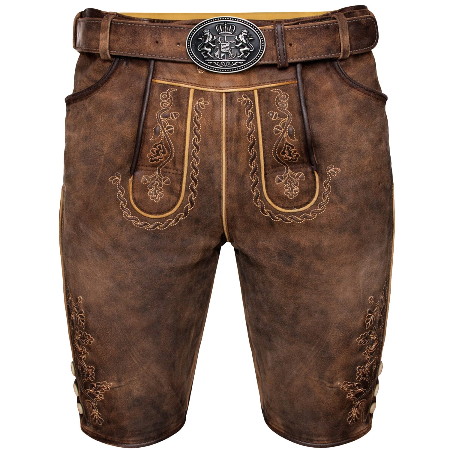maddox-kurze-herren-lederhose-horn-mit-g-rtel-antik-w-stein image 1